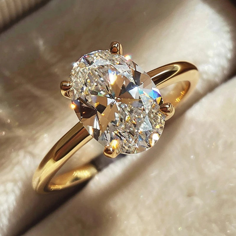 925 Sterling Silver Oval Zircon Ring – Luxury Shine