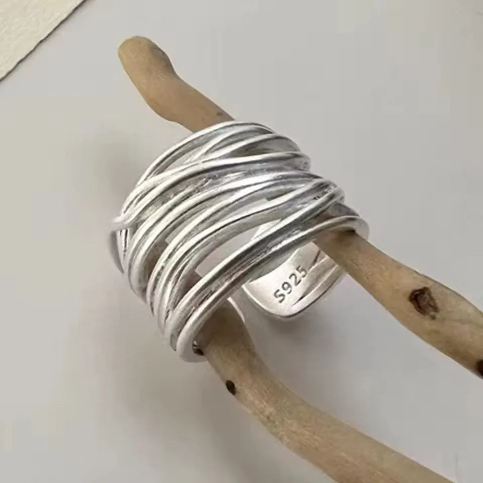 925 Silver Twisted Croissant Ring
