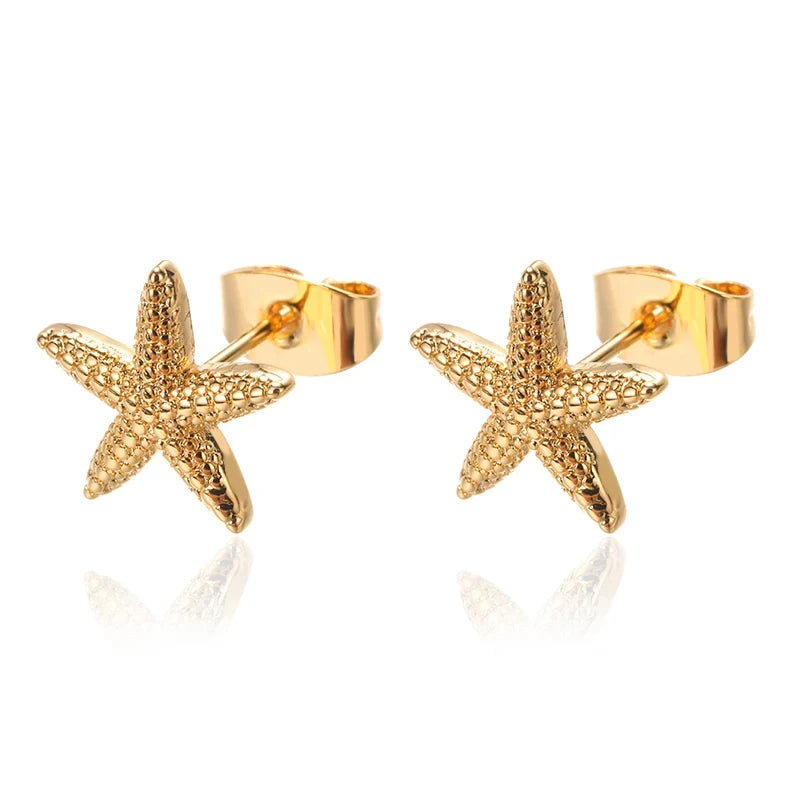 Vintage Starfish Stainless Steel Stud Earrings