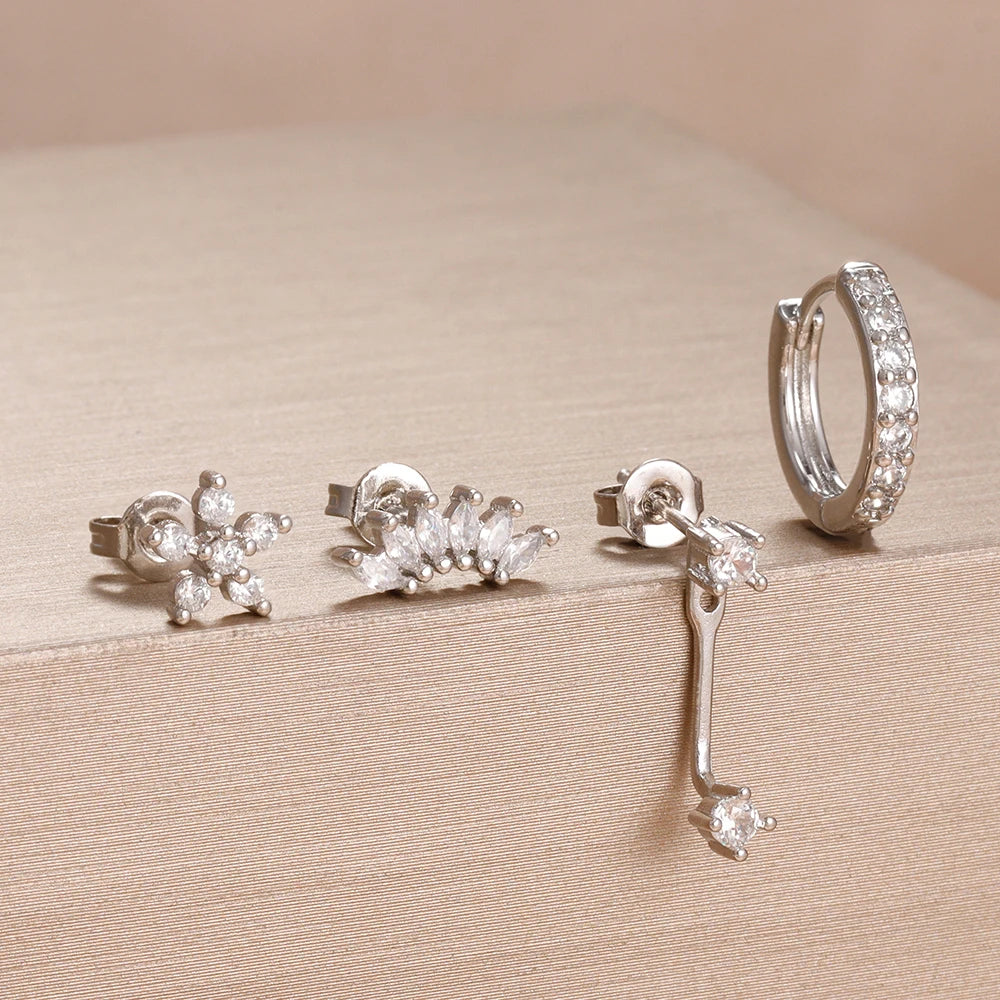 4PCS Stainless Steel Huggie Hoop Earrings Set