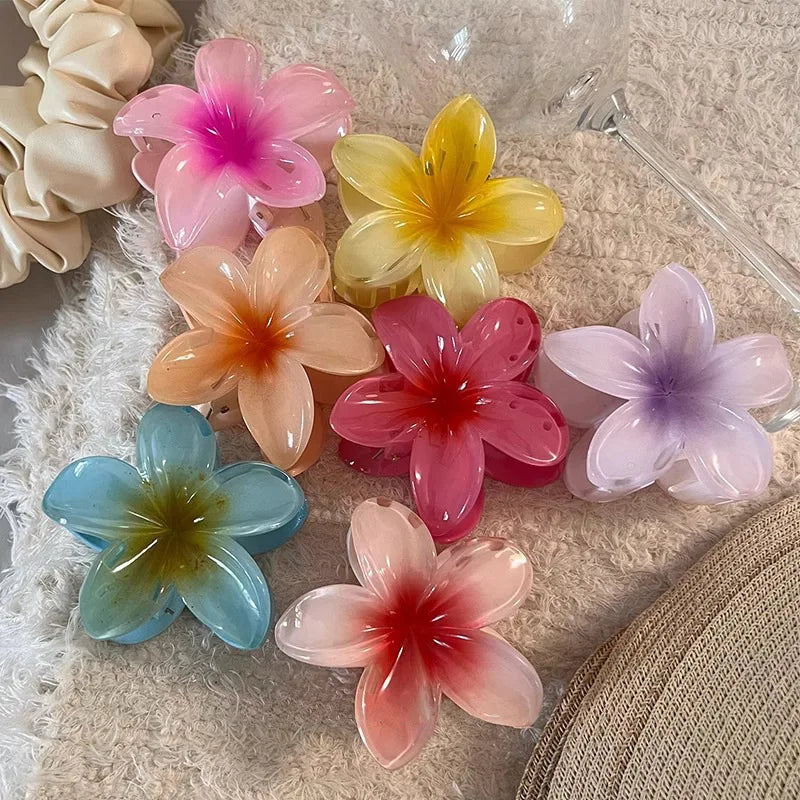 New Hawaiian Gradient Flower Hair Clips