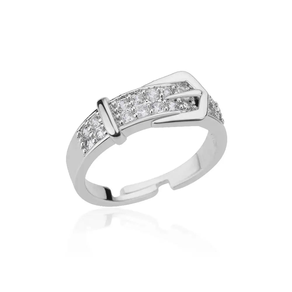 Stainless Steel Zircon Belt Ring