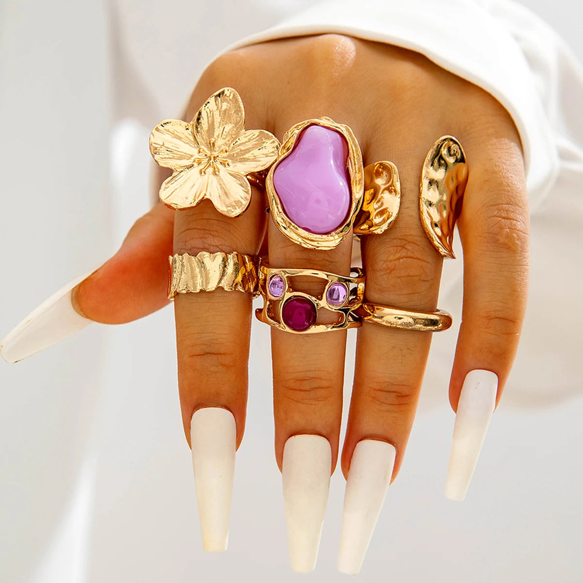 Luxury Pearl Open Ring Set – Gold Jewelry
