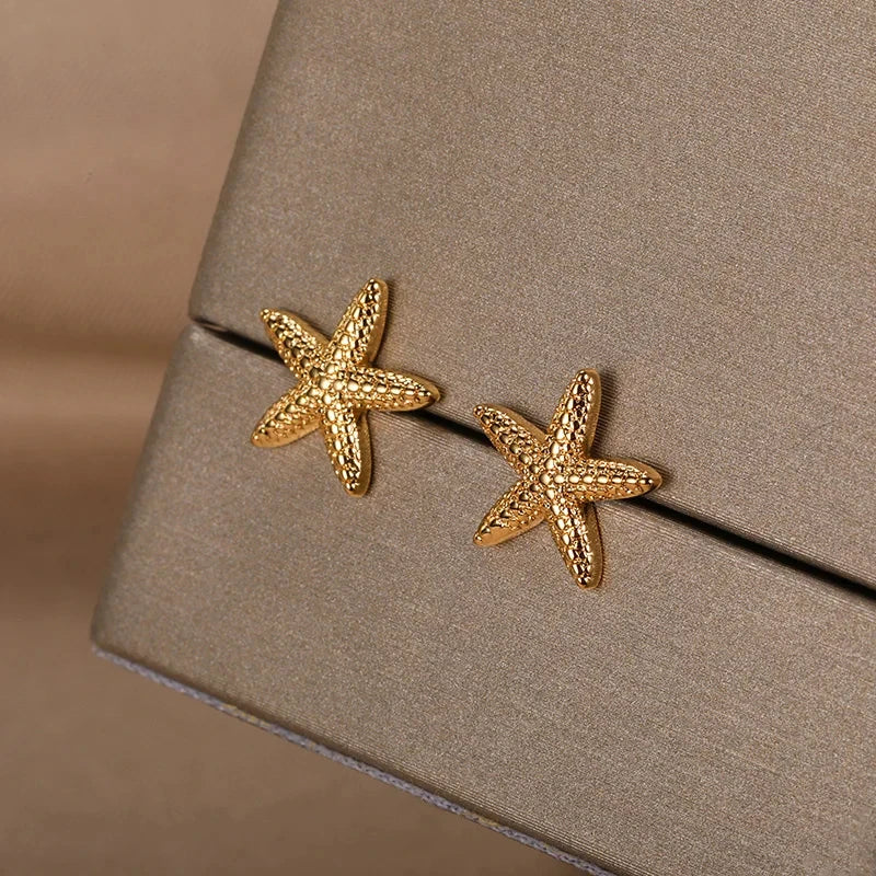 Vintage Starfish Stainless Steel Stud Earrings