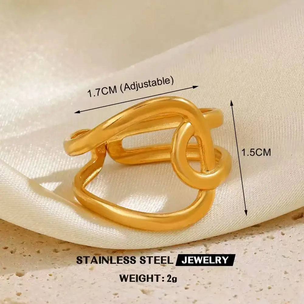 Gold Stainless Steel Heart Ring – Hollow Waterproof