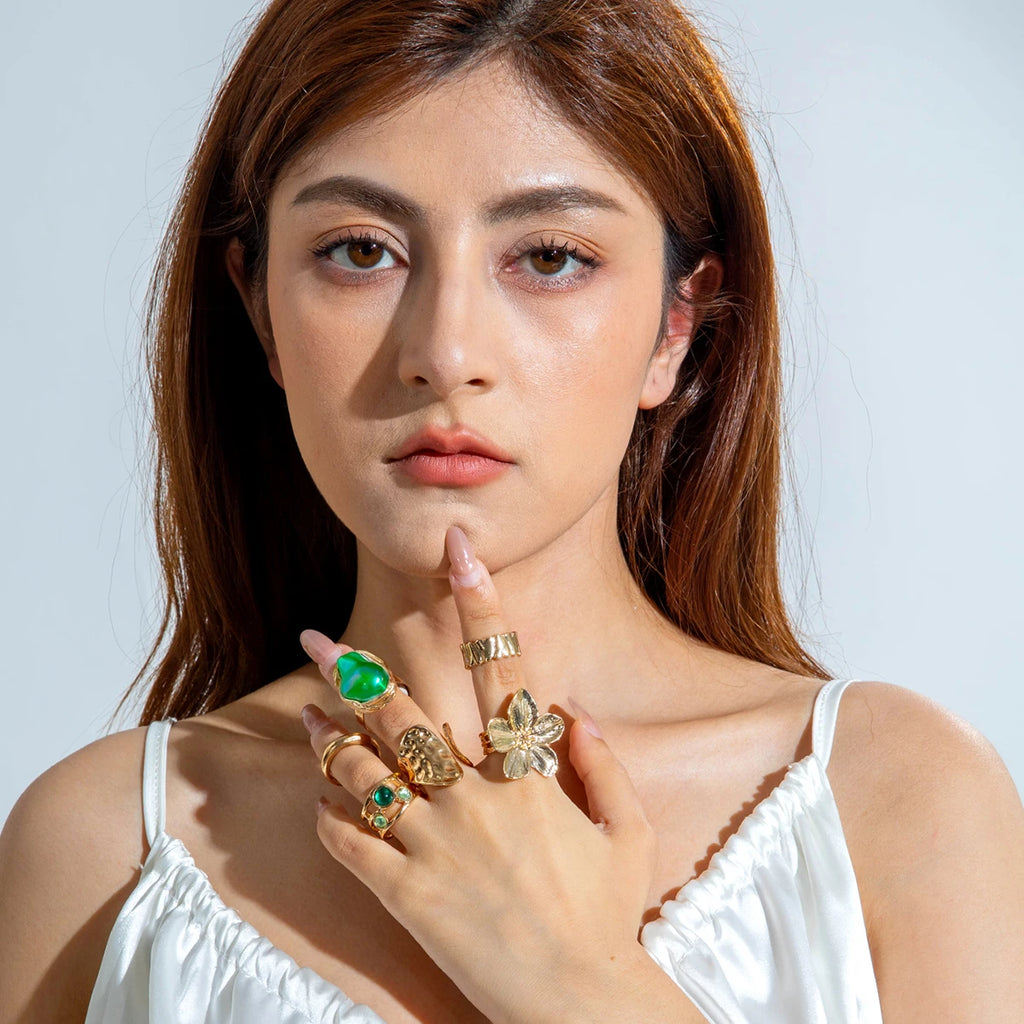Luxury Pearl Open Ring Set – Gold Jewelry