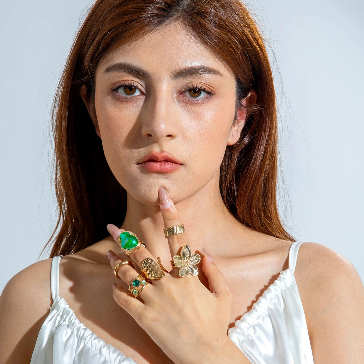 Luxury Pearl Open Ring Set – Gold Jewelry