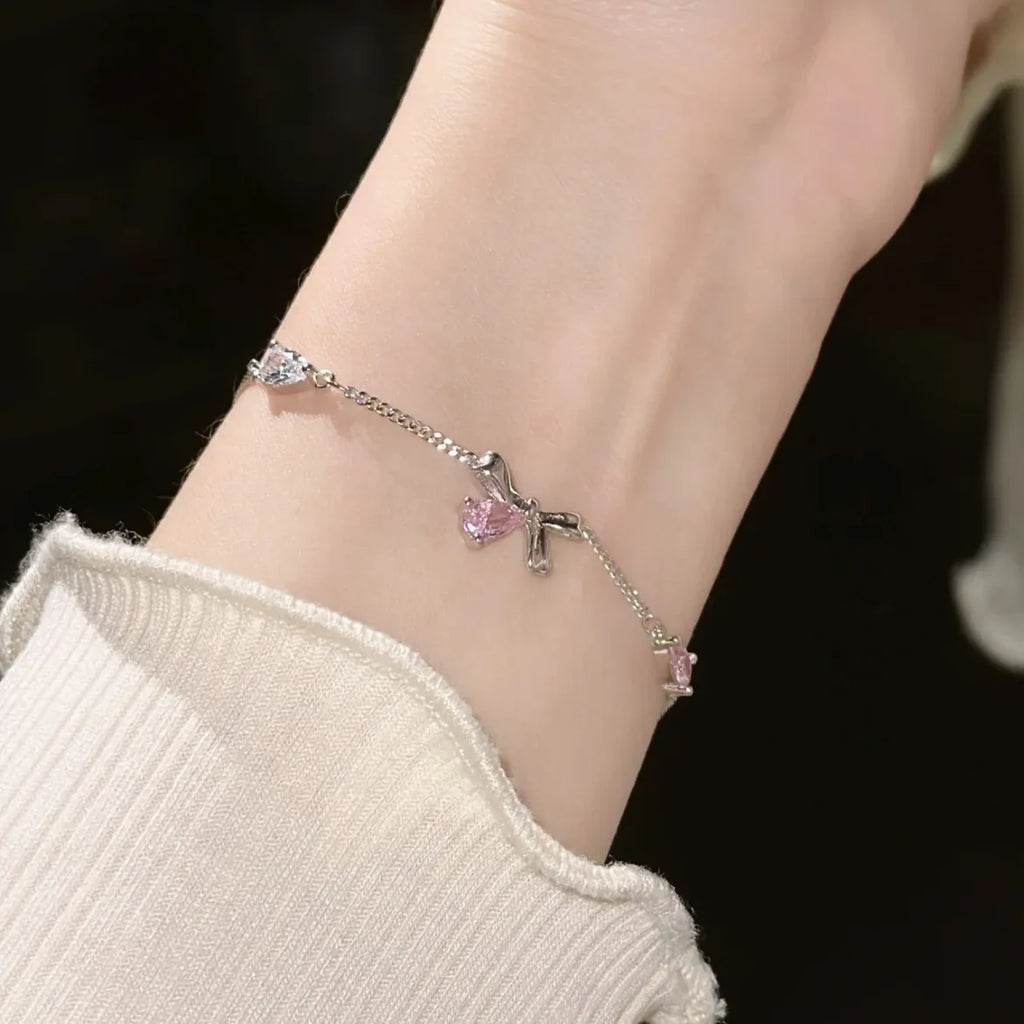 Cherry Blossom Bow Zircon Bracelet