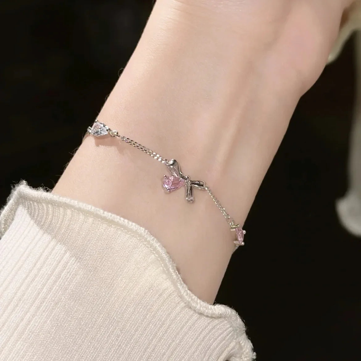 Cherry Blossom Bow Zircon Bracelet