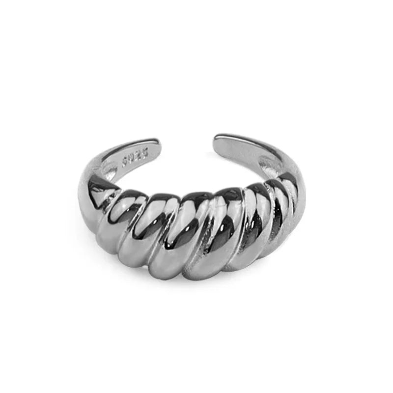 925 Silver Twisted Croissant Ring