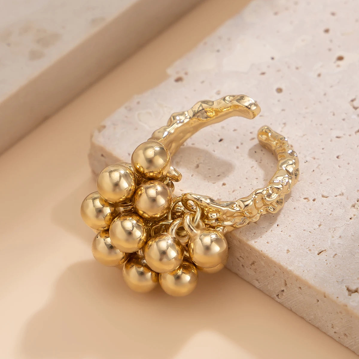Irregular Ball Ring Punk Style Opening Ring
