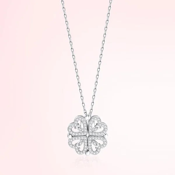 Heart Four Leaf Clover Pendant Necklace