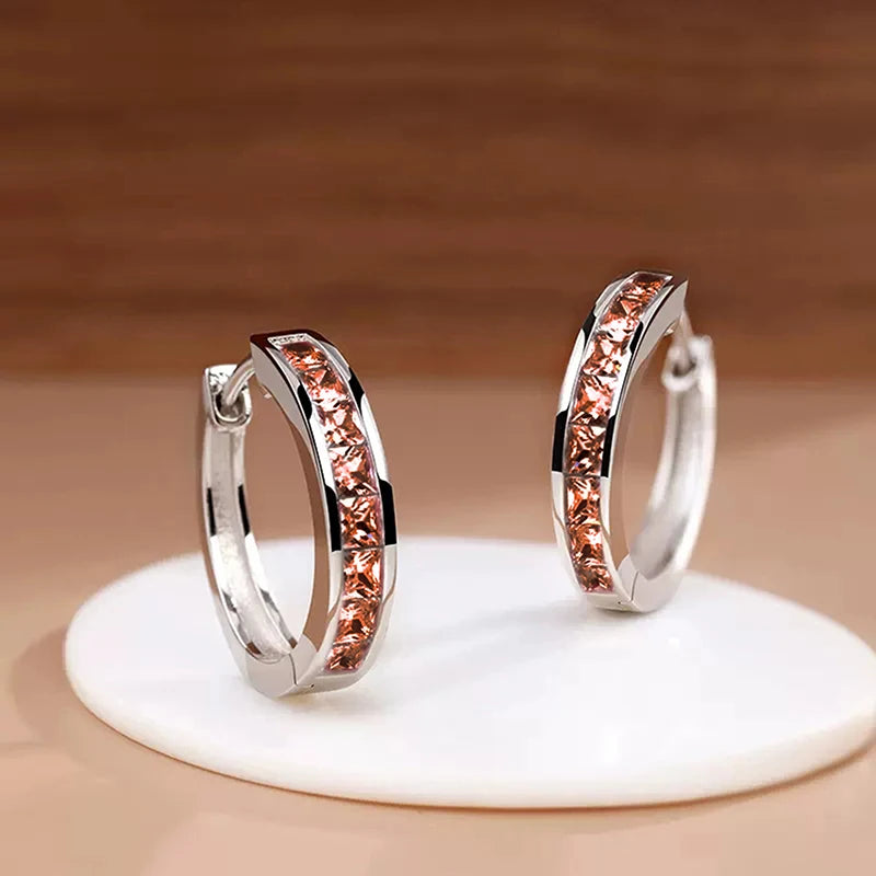 Classic Square CZ Hoop Earrings