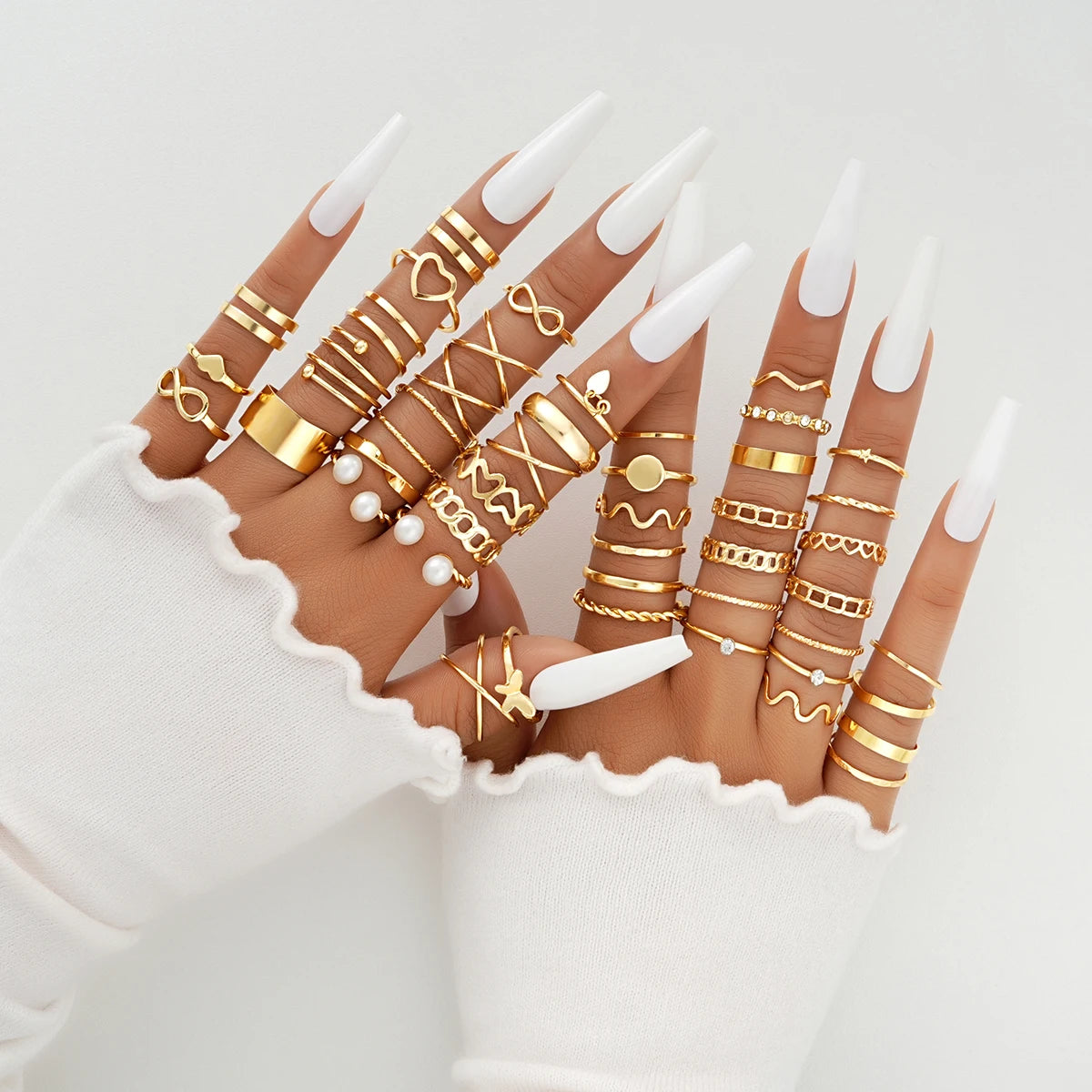 Vintage Gold Rings Set – 58PCS