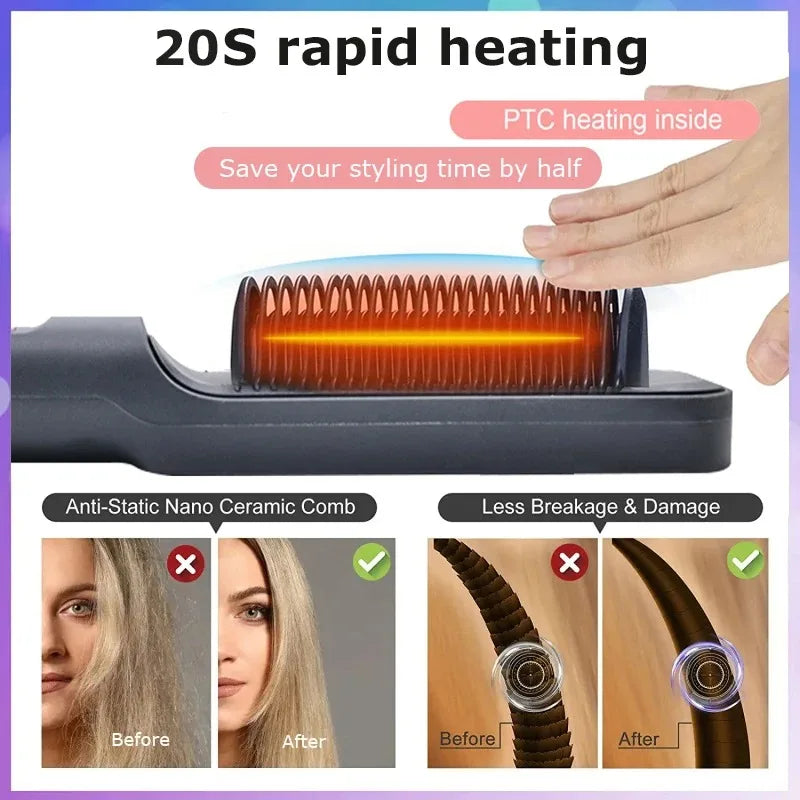 Electric Hot Comb – Negative Ion Anti-Scald Hair Straightening Styling Brush