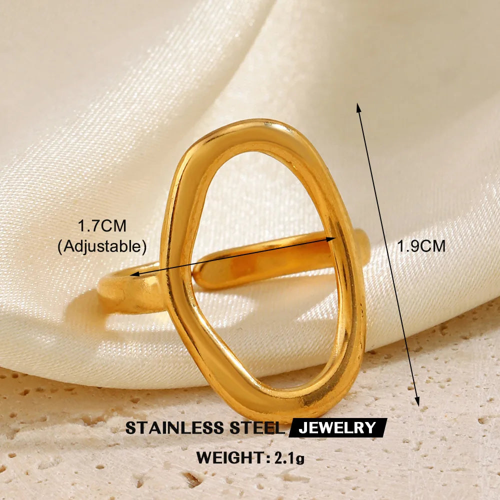 Gold Stainless Steel Heart Ring – Hollow Waterproof