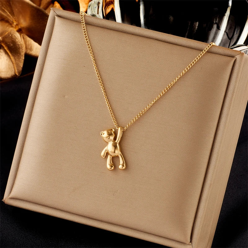 Stainless Steel Butterfly Moon Pendant Necklace