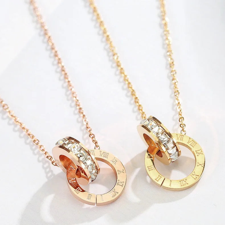 18K Gold Plated Interlocking Circles Necklace – Stainless Steel