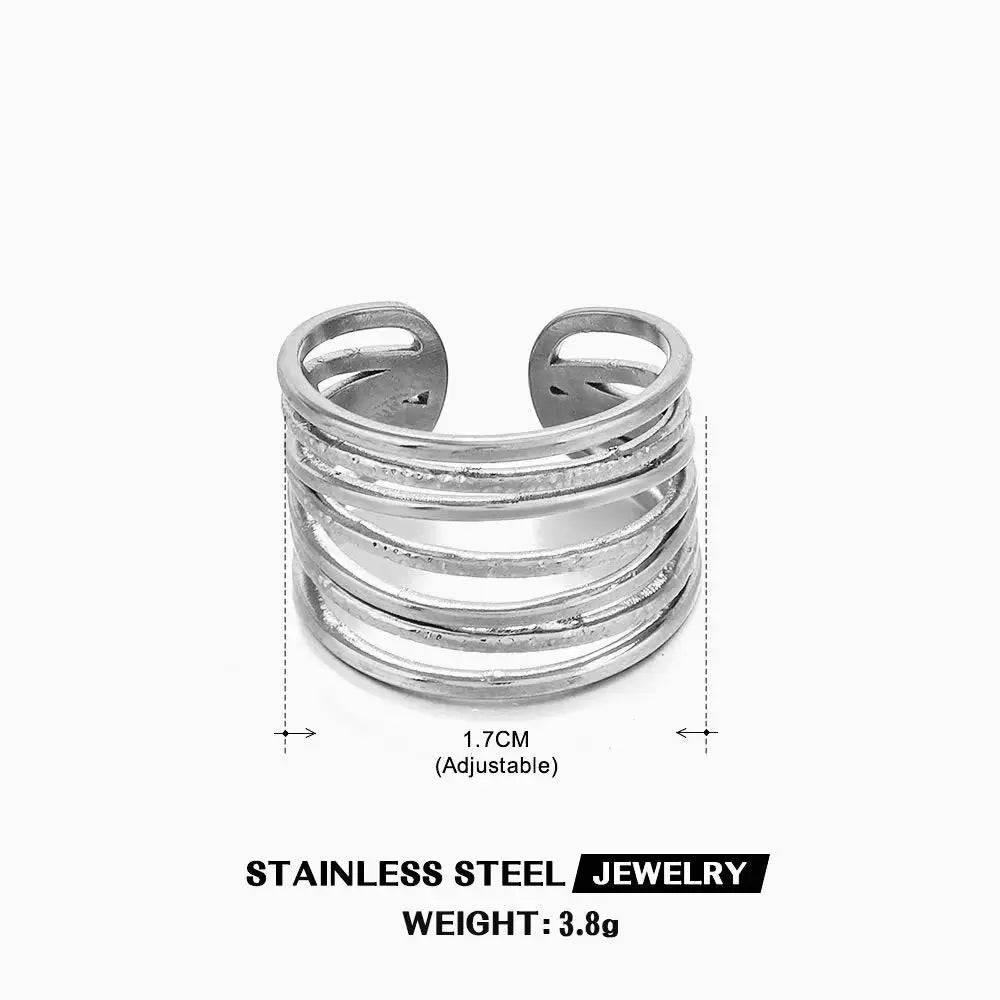 Gold Stainless Steel Heart Ring – Hollow Waterproof