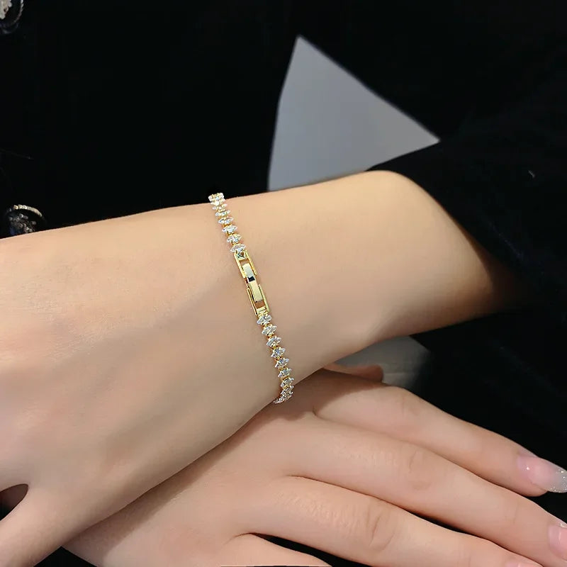 Luxury Roman Crystal Geometric Tennis Bracelet