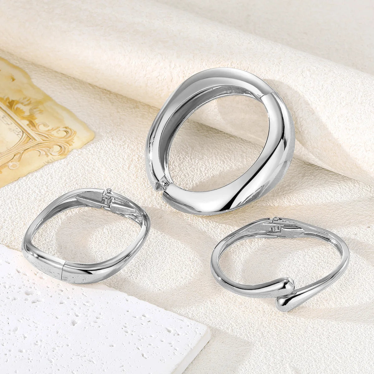 Vintage Hip Hop Metal Cuff Bangles Set