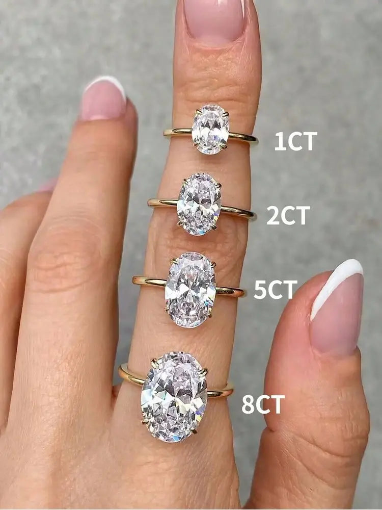 925 Sterling Silver Oval Zircon Ring – Luxury Shine