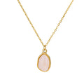 Fashion Opal Oval Pendant Necklace – Stainless Steel