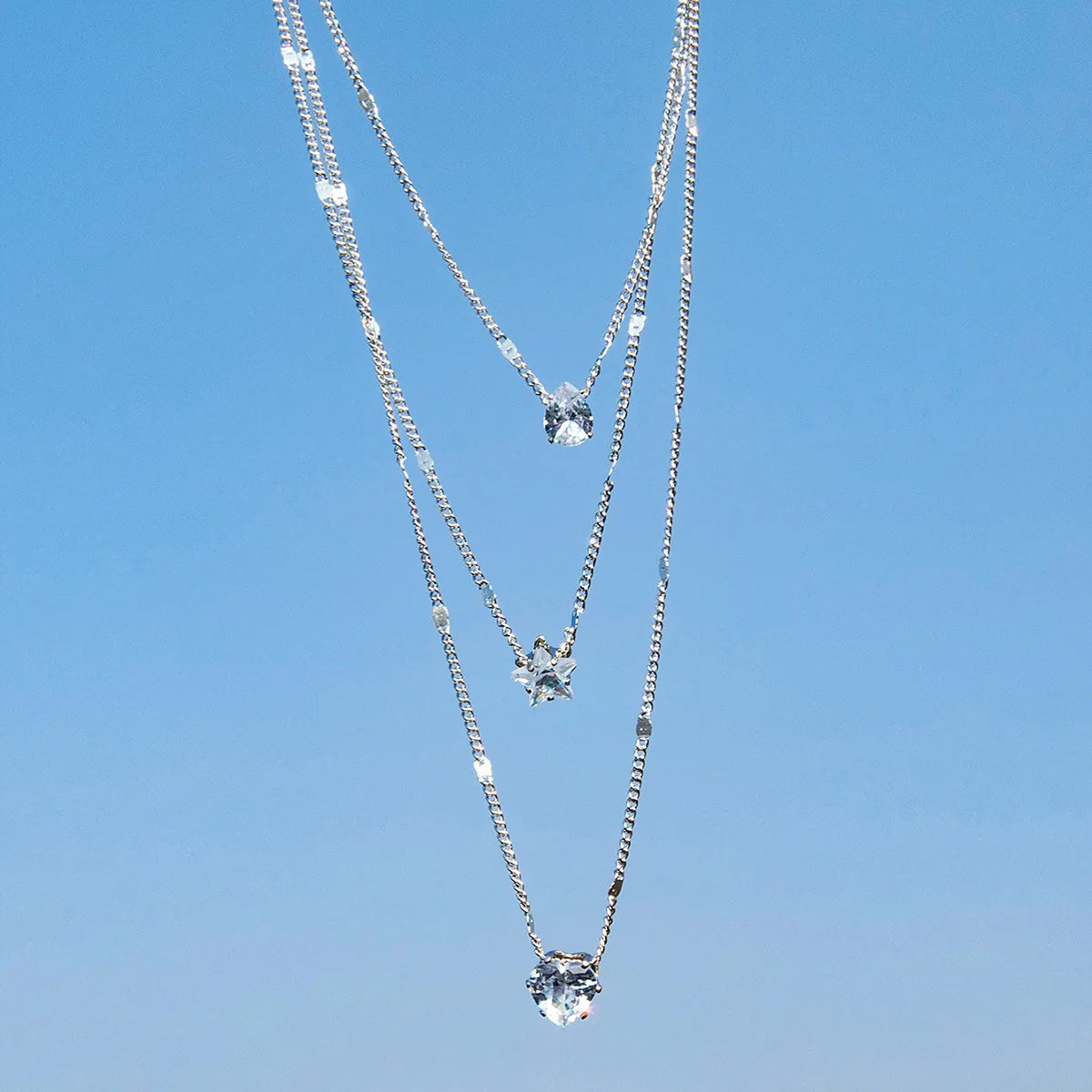 Trendy Zircon Pendant Necklace – Multilayer Chain