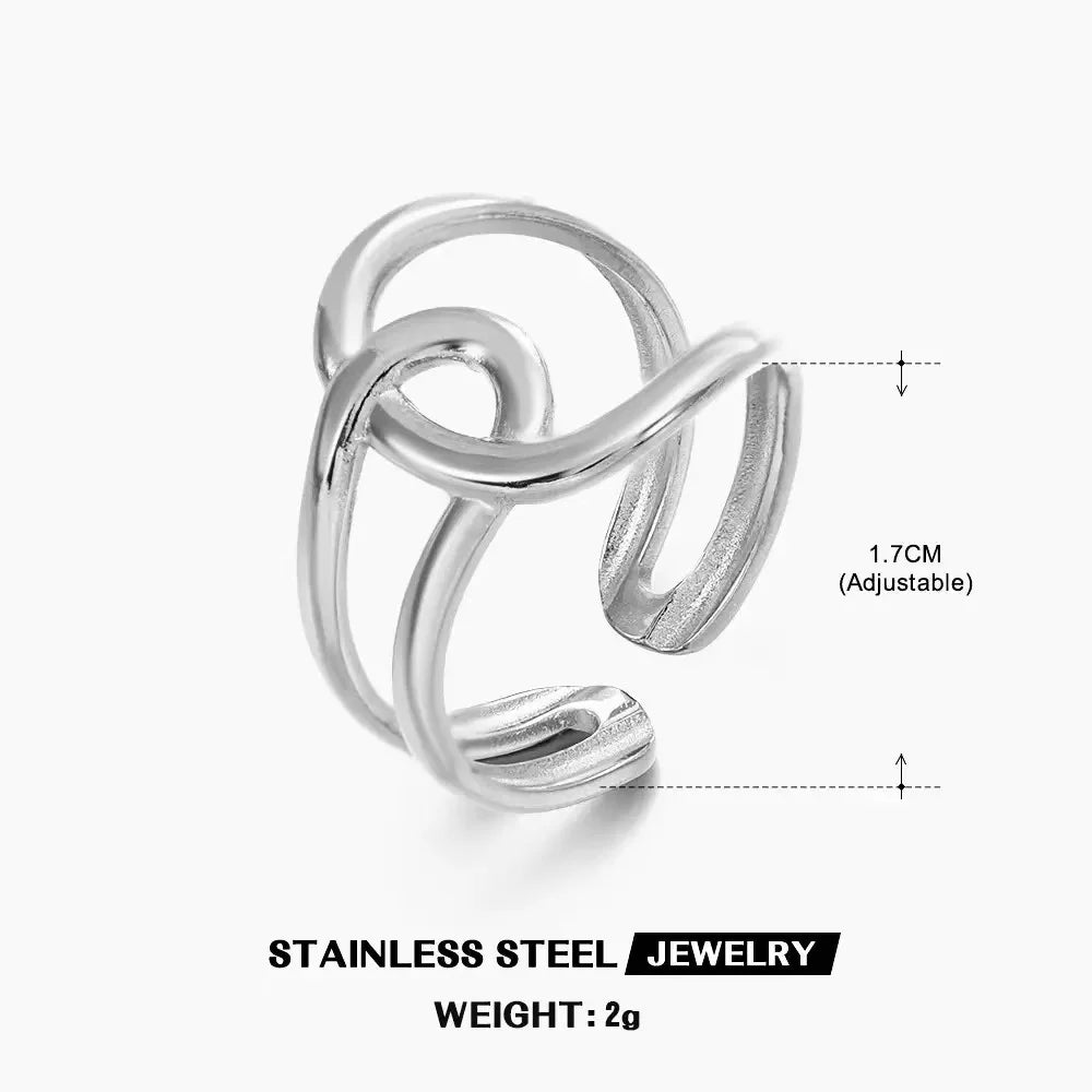 Gold Stainless Steel Heart Ring – Hollow Waterproof
