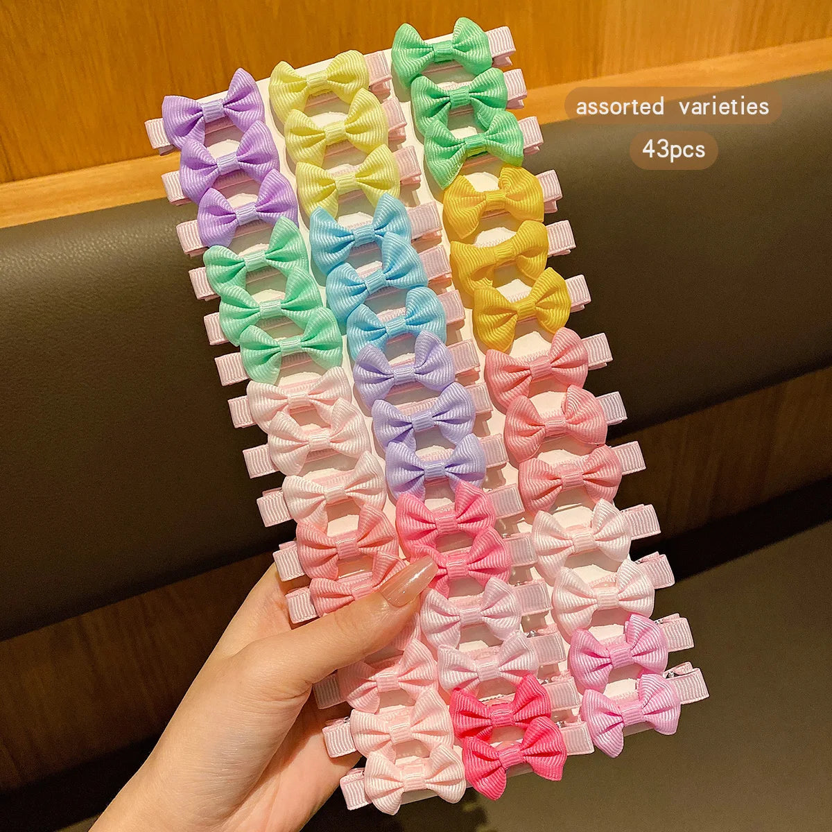 30 Colored Random Bow Fabric Hair Clips