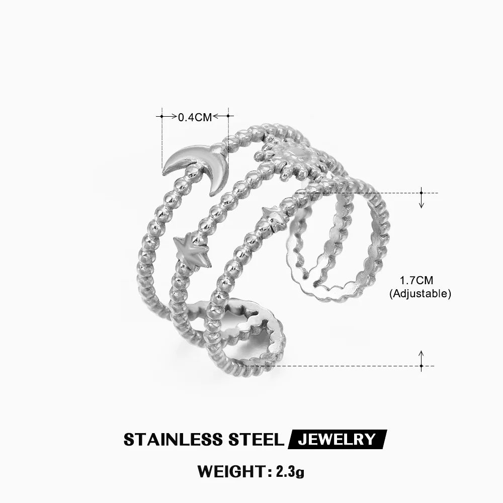 Gold Stainless Steel Heart Ring – Hollow Waterproof