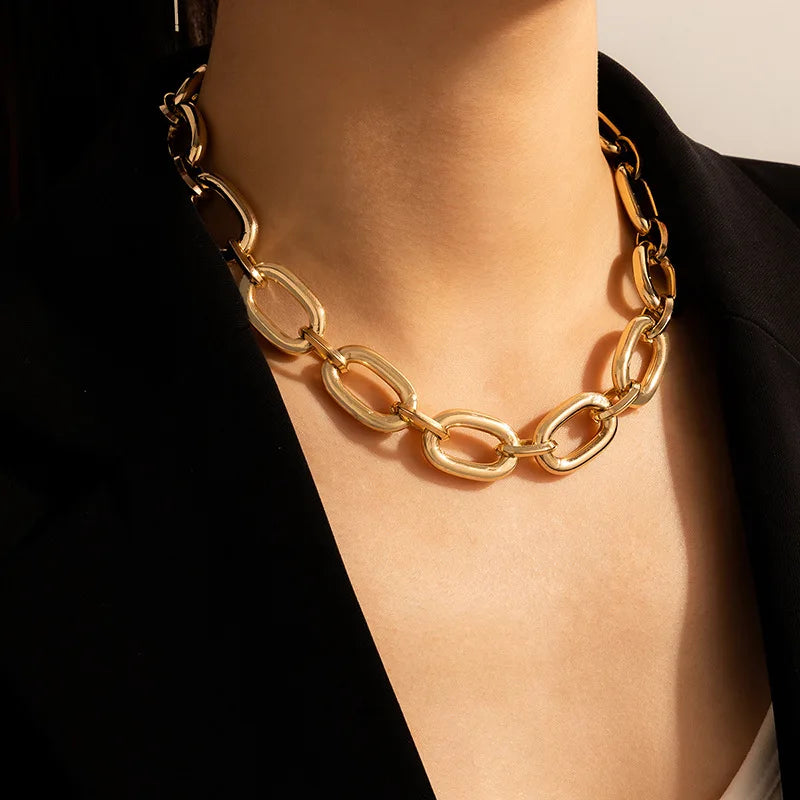 Docona Punk Heavy Metal Chain Choker Necklace
