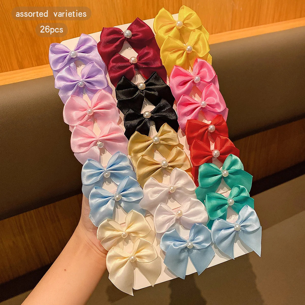 30 Colored Random Bow Fabric Hair Clips