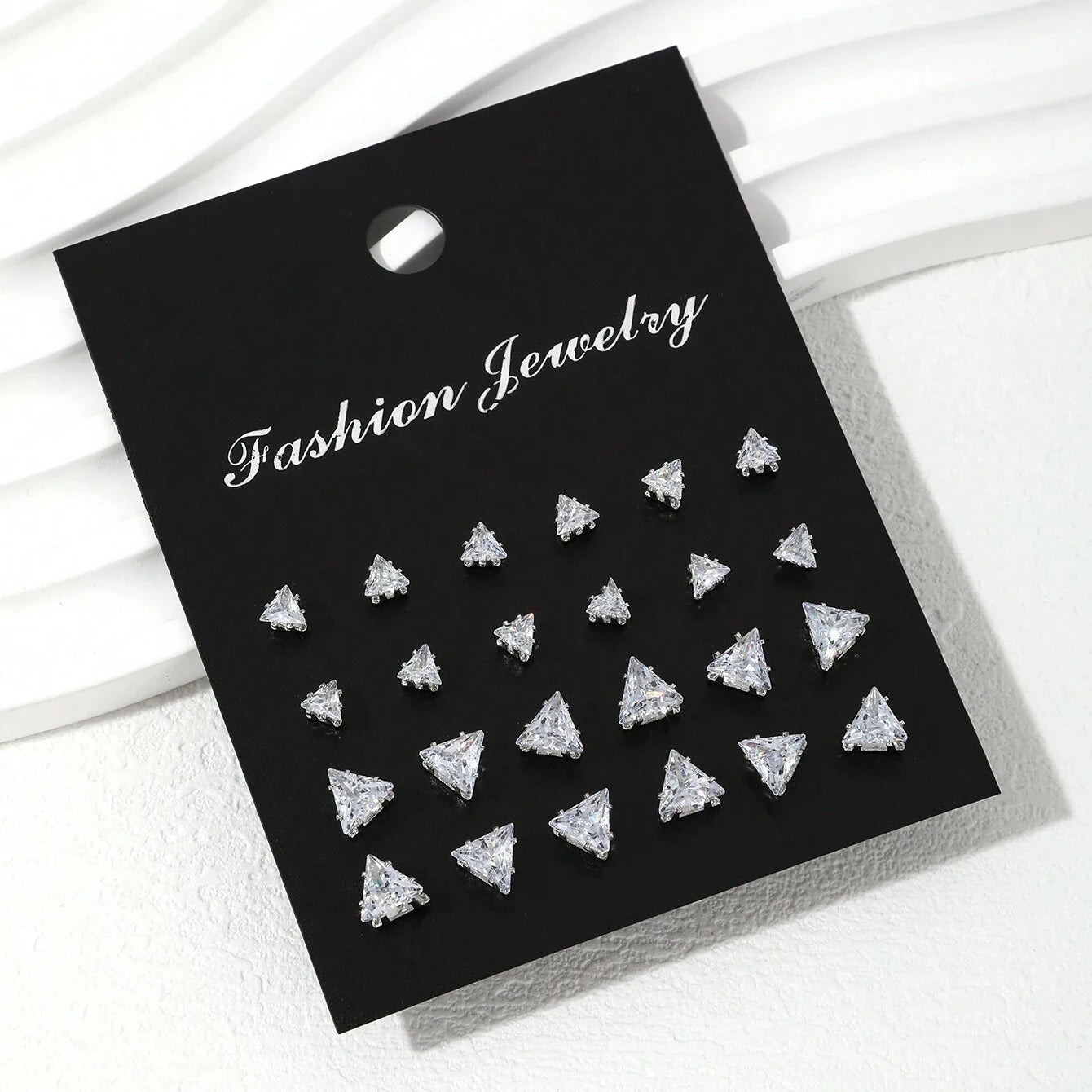 12 Pairs Zircon Zirconia Stud Earrings Set