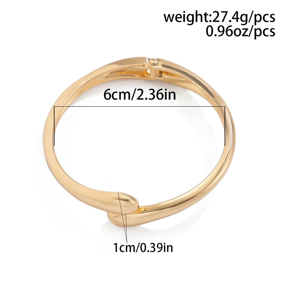 Wide Metal Waterdrop Cuff Bangle Bracelet