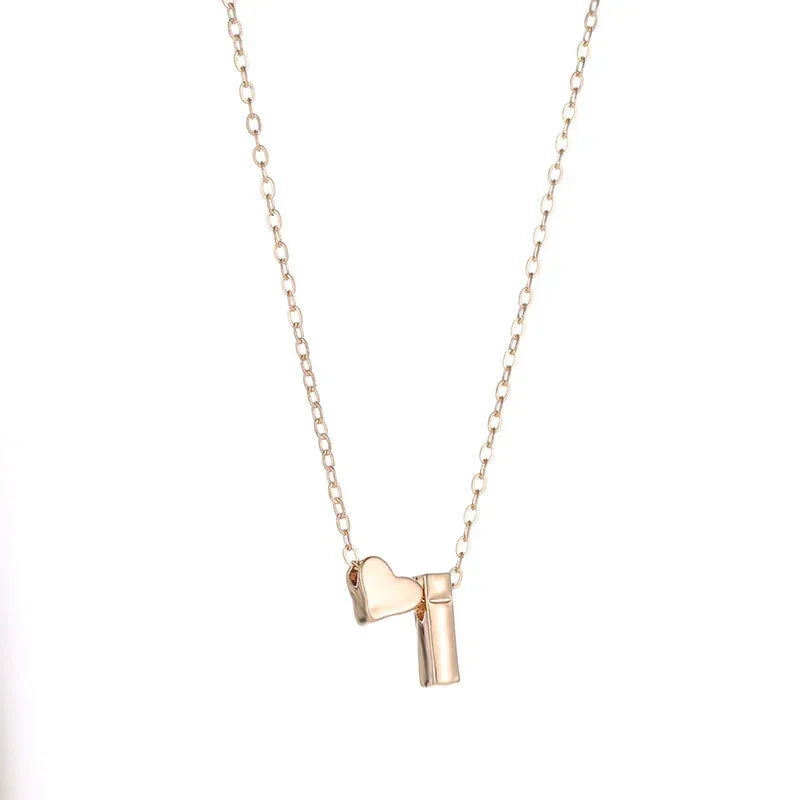 Tiny Heart Initial Necklace – Gold/Silver Letter