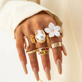 Luxury Pearl Open Ring Set – Gold Jewelry