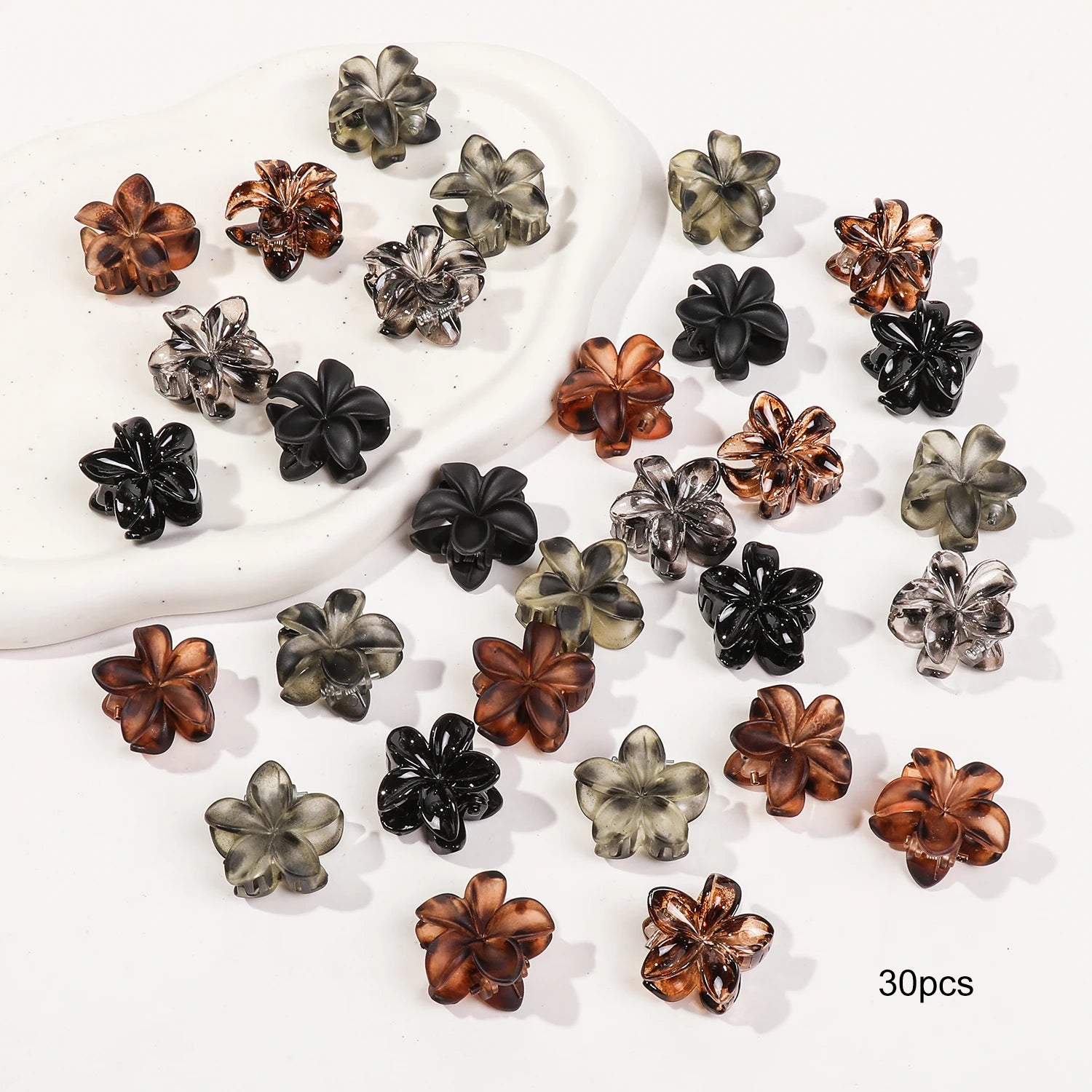 12/24/30Pcs Mini Flower Hair Claw Clips Pack
