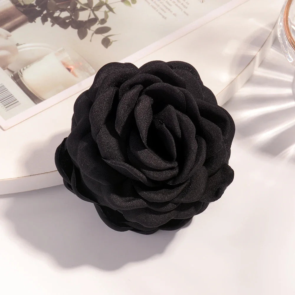 16 Colors Cotton Fabric Rose Flower Hair Claw Clips