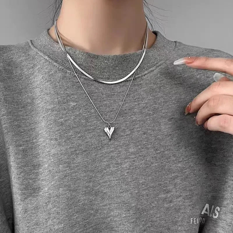 Double Layer Heart Pendant Necklace