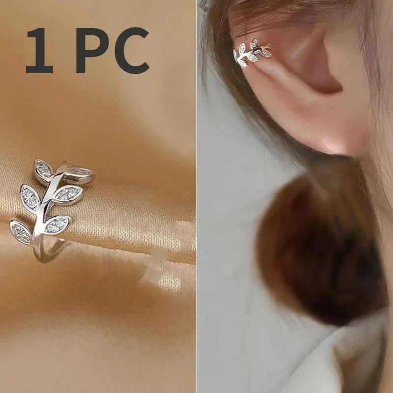 Cute Metal Leaf Ear Cuff Clip Earrings