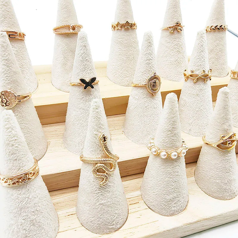 30pcs Silver Color Pearl Mix Rings Set – Snake