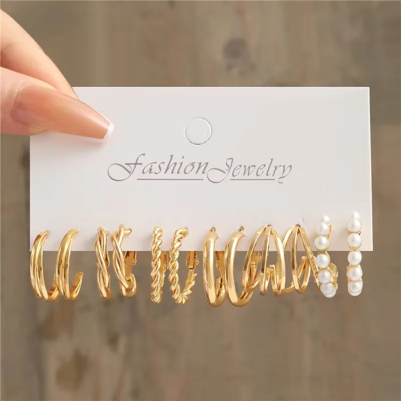 Geometric Hoop Earrings Set