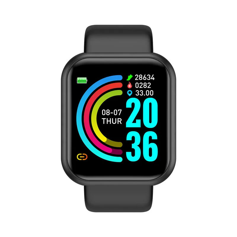 Smart sports smartwatch with music control, fitness, sleep tracking, step counter, and alarm.