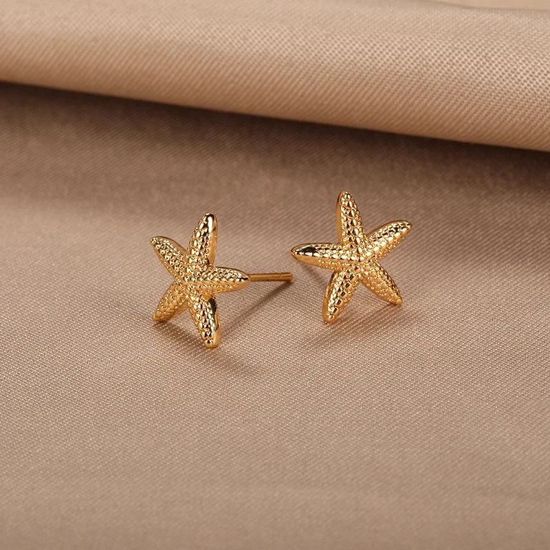 Vintage Starfish Stainless Steel Stud Earrings