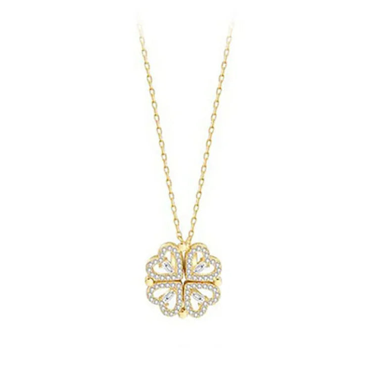 Heart Four Leaf Clover Pendant Necklace