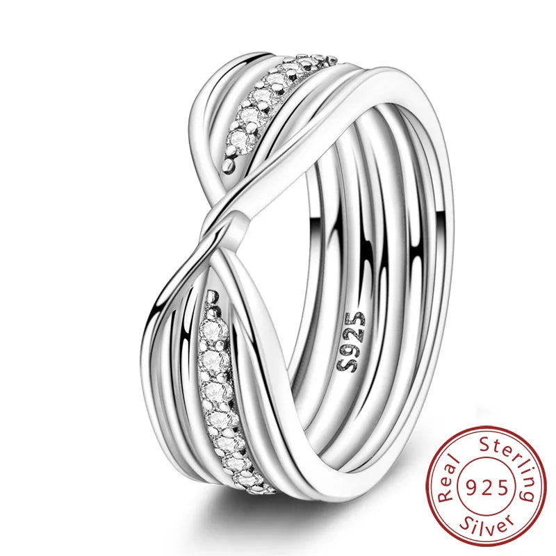 925 Silver Infinity Zircon Ring for Women