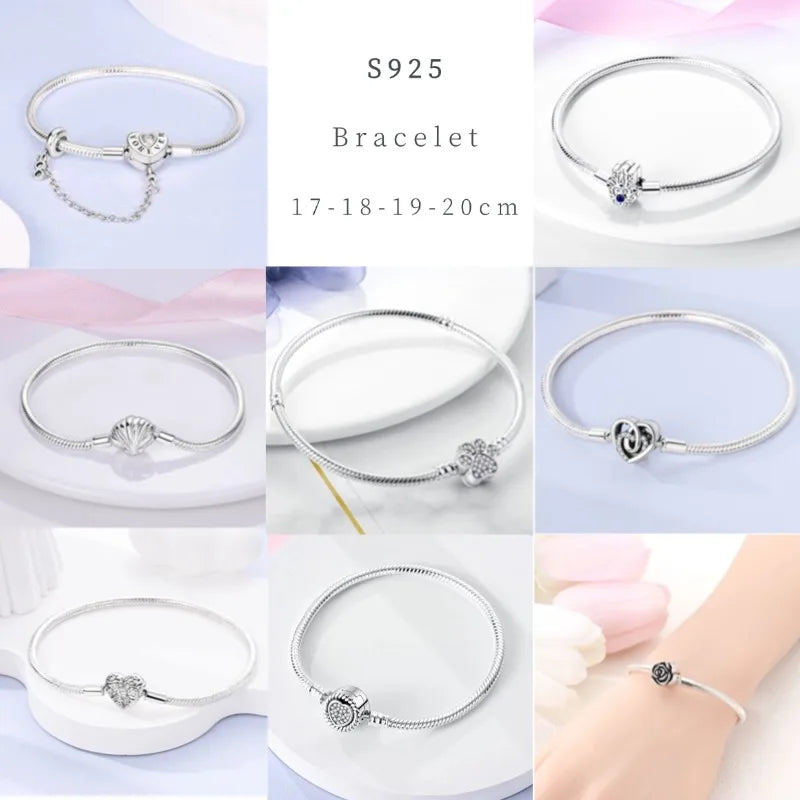 Star Moon Sun 925 Silver Charm Bracelet