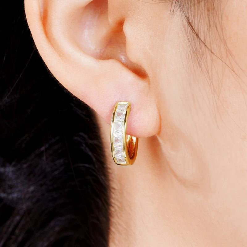 Classic Square CZ Hoop Earrings