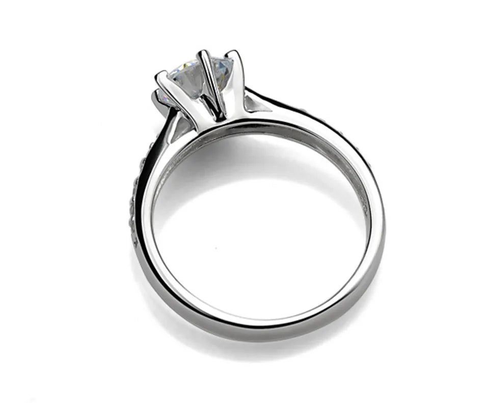 Luxury 925 Sterling Silver Ring with Elegant Diamond Design